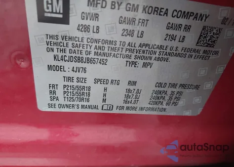 2018 Buick Encore Premium из США, поврежденный, VIN KL4CJDSB8JB657452